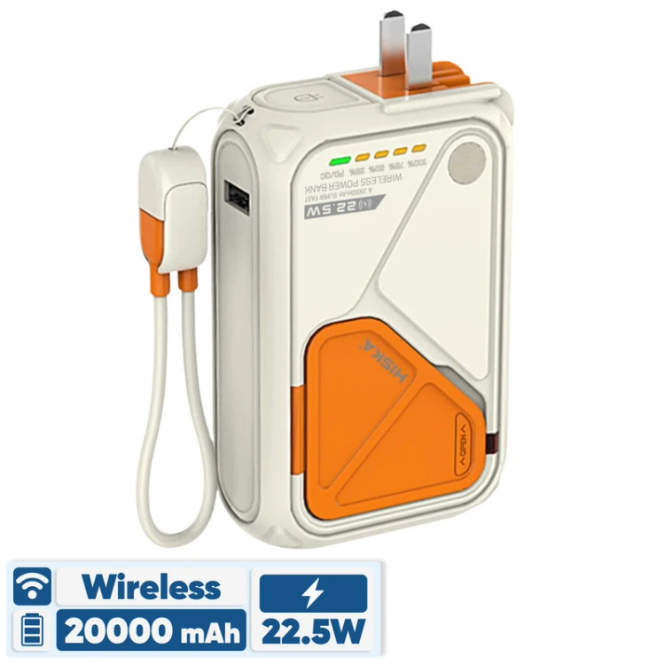 پاوربانک بیسیم 22.5 وات هیسکا مدل HP-223PD ظرفیت 20000 میلی آمپر ساعت