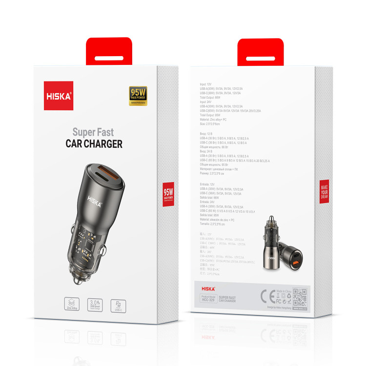 شارژر فندکی هیسکا مدل HCC-329 توان 95 وات