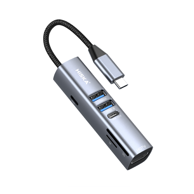 هاب 7 در 1 USB‑C مدل HR‑53 | هاب تایپ سی با HDMI 4K و PD 100W