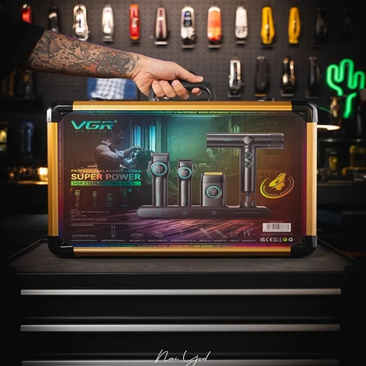 ست ماشین اصلاح حرفهای وی جی آر مدل VGR-STEBLRES PRO 4in1