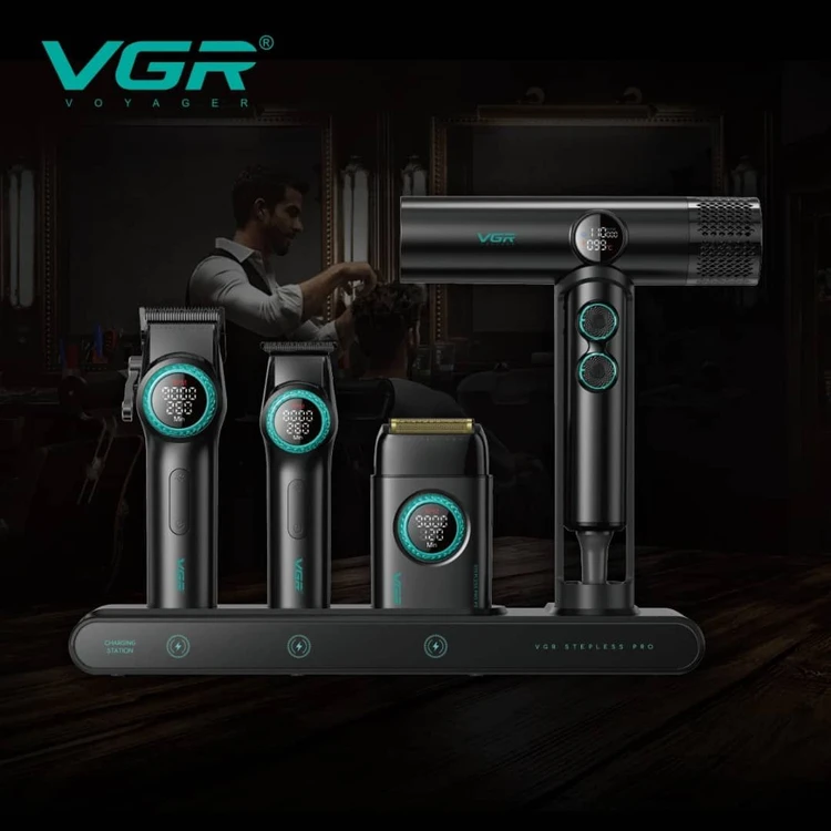 ست ماشین اصلاح حرفه‌ای وی جی آر مدل VGR-STEBLRES PRO 4in1