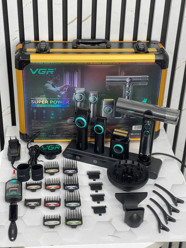 ست ماشین اصلاح حرفهای وی جی آر مدل VGR-STEBLRES PRO 4in1